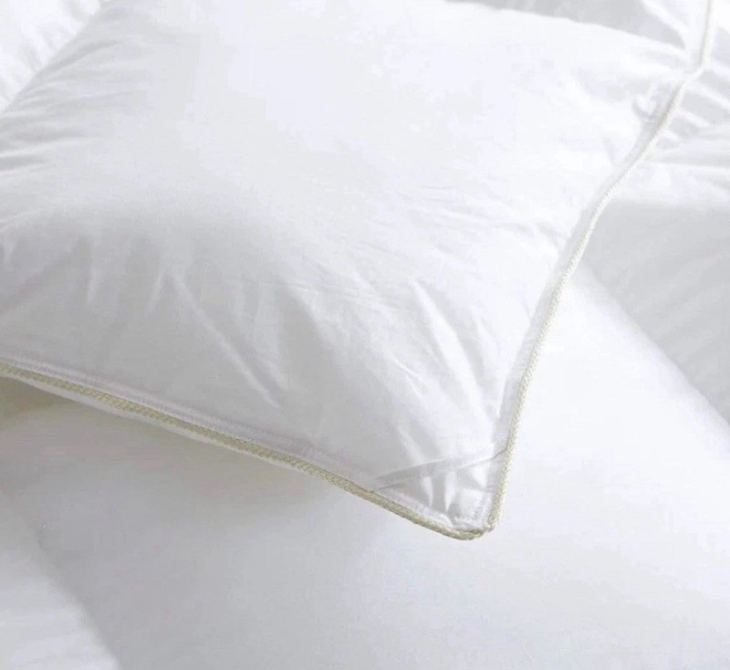 Egyptian Bedding Down Alternative Comforter White/Gold Pipe Edge, Queen 90 x 90" gallery