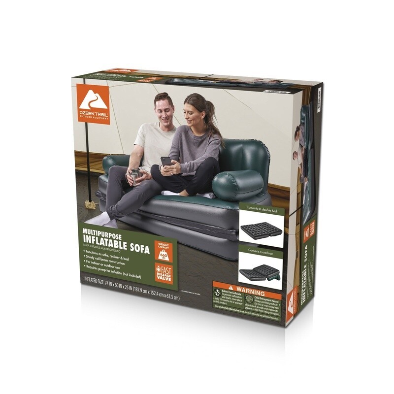 Multi-Max 5-in-1 Inflatable Air Couch Double Sofa Recliner Portable Compact Bed gallery
