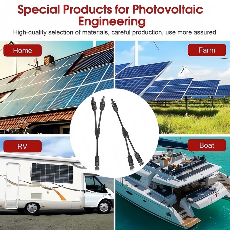 1Pair Solar Cable Splitter Waterproof 2Y/ 4Y Branch Solar Panel Cable Connector gallery