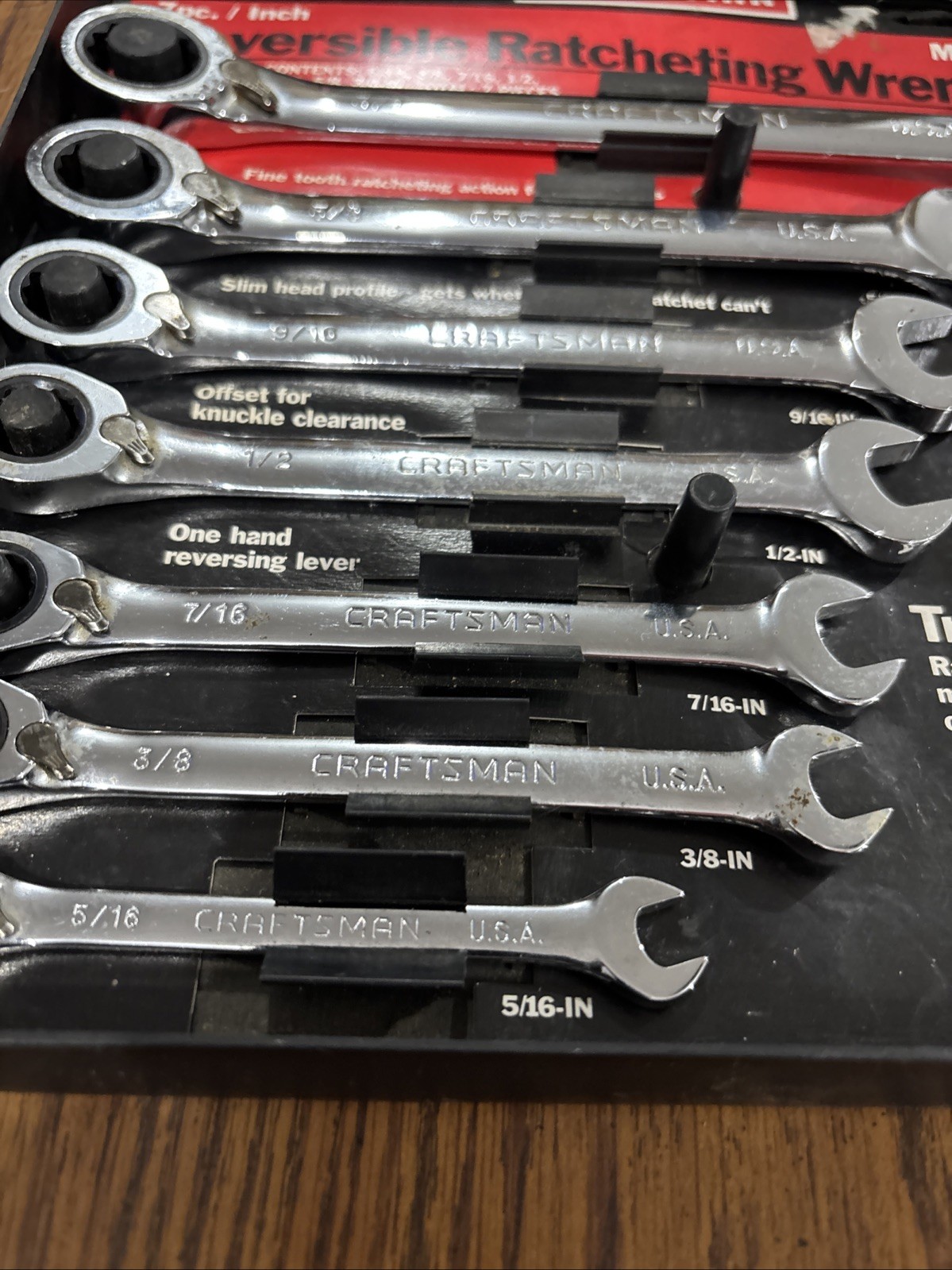 Sears Craftsman 7pc Inch Reversible Ratcheting Wrench Set 42406 5/15-3/4 gallery