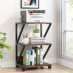 Industrial Printer Stand, 3-Tier Rolling Printer Cart Under Desk Storage shelf