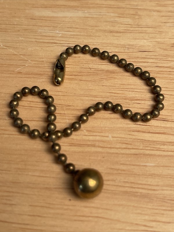 2 PCS Vintage Solid Brass 5/16”Ball with 6" Brass Pull Chain -brass Connector gallery