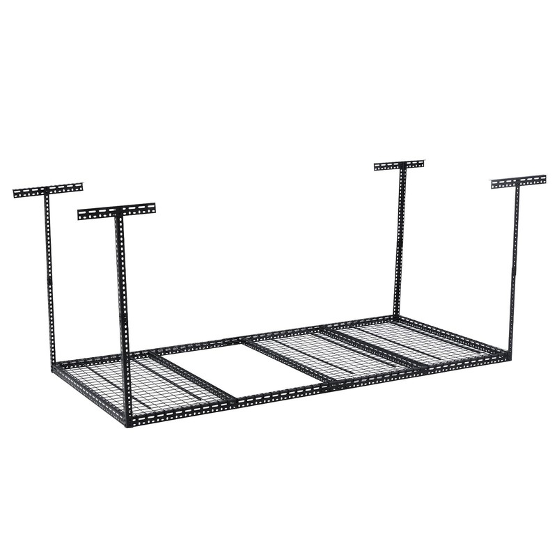 4X8FT Overhead Garage Storage Rack Ceiling Mounted Shelving w/6Vertical Posts gallery