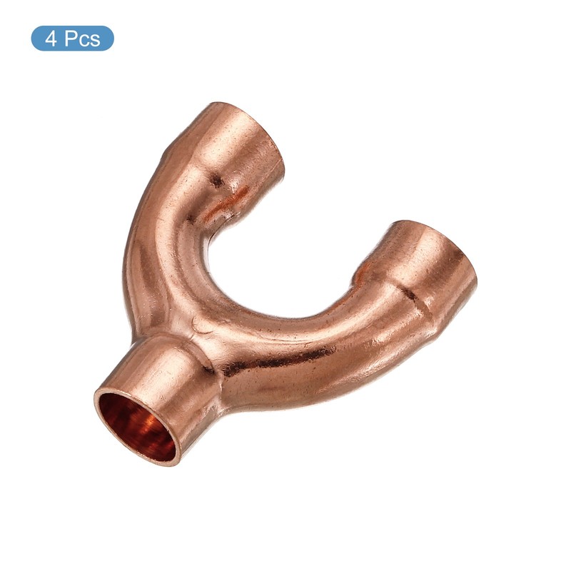 4Pcs Tee Y Shape Copper Fitting Welding Joint Split Union Connector 3/8" ID gallery