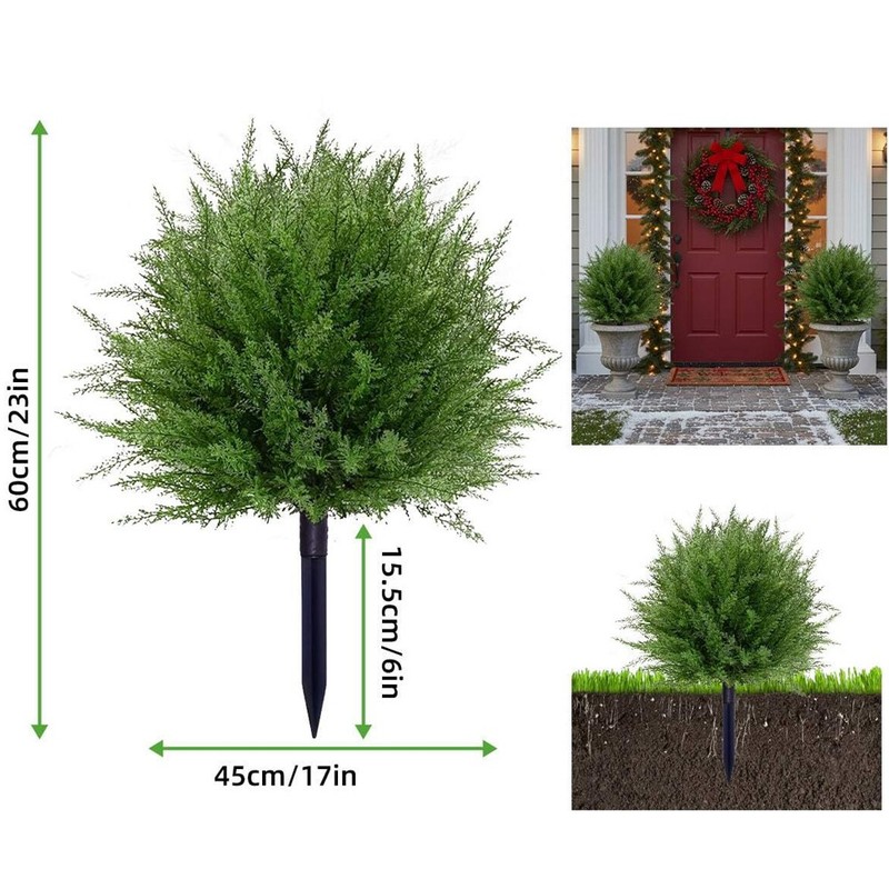2Pc Artificial Cypress Topiary Tree Fake Faux Cedar F Porch Outdoor UV Resistant gallery