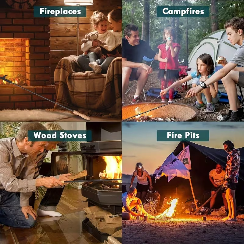 Heavy Duty 32” Long Fireplace Fire Pit Campfire Poker Stick and 26” Fireplace... gallery