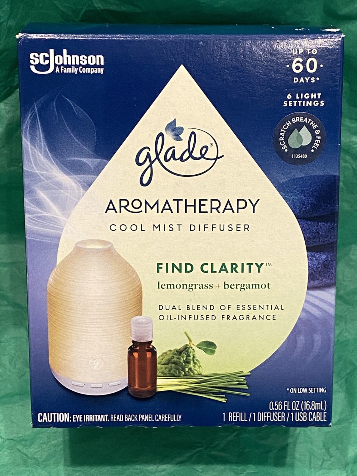 Glade Aromatherapy Cool Mist Essential Oil Diffuser Kit w/Refill FIND CLARITY gallery