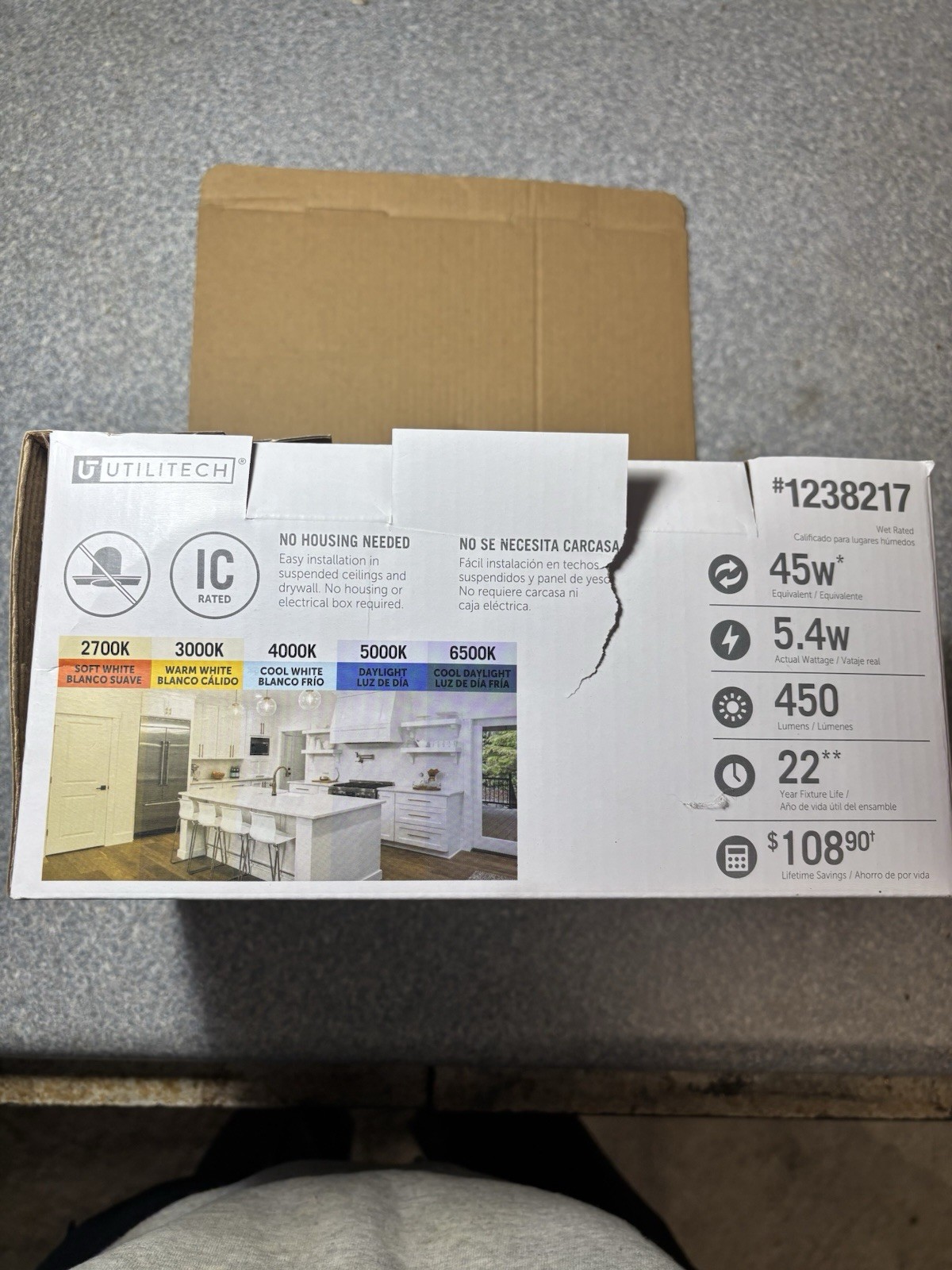 Utilitech 4in LED Recessed Light Dimmable 2700K-6500K 450lm 2 Pack gallery