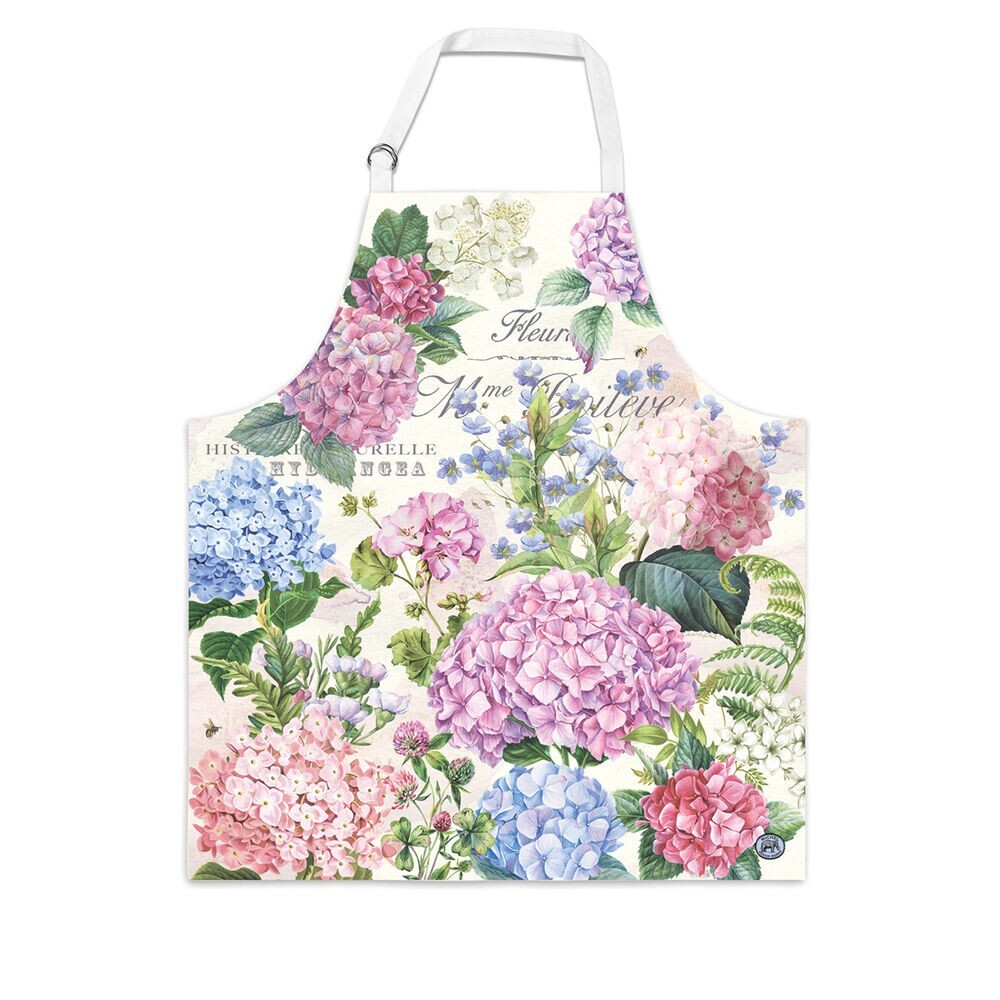Michel Design Works Chef's Cotton Apron Wild Hydrangea Violet Pink Lavender Blue gallery