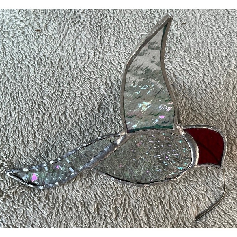 Vintage Multi Color Stained Glass Flower Pot Hanger Hummingbird - 3.5"X4" gallery