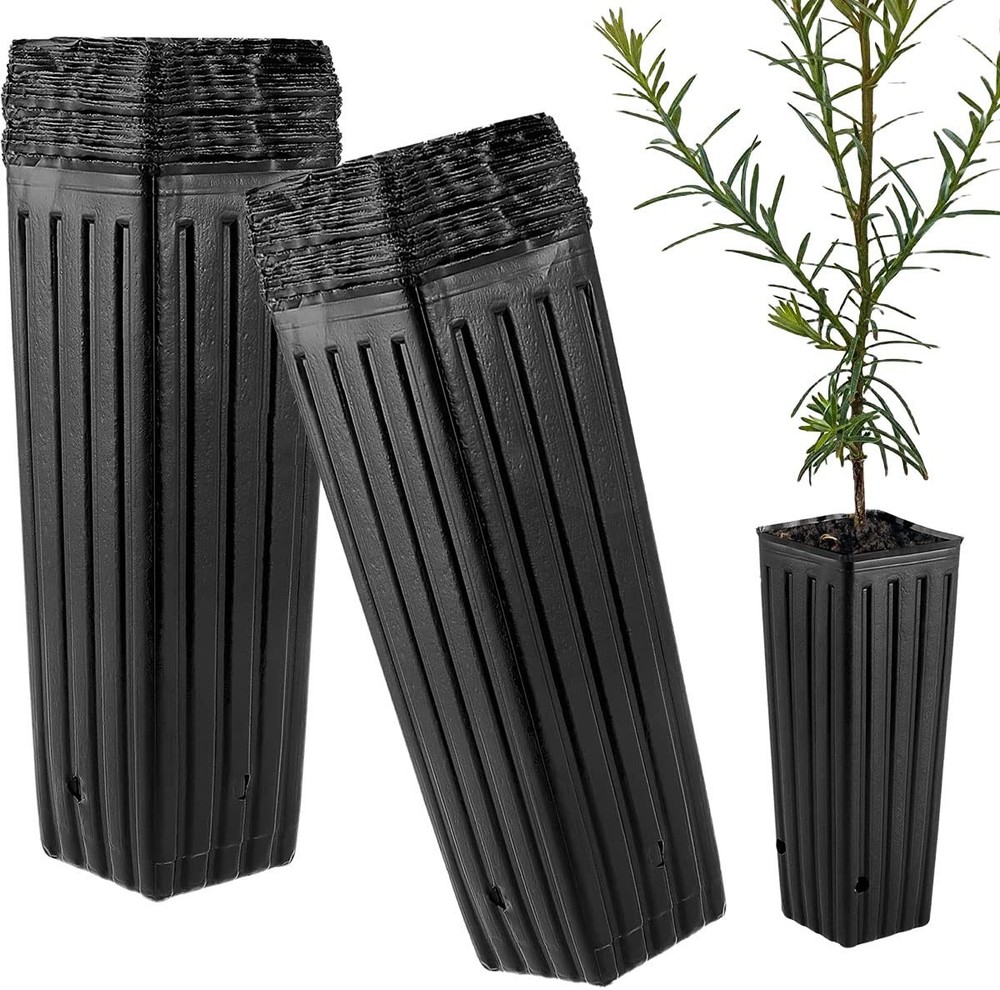Tall Deep Tree Pot, 50Pcs Plastic Plant Seedling Treepots Tall Flower Plant C...
