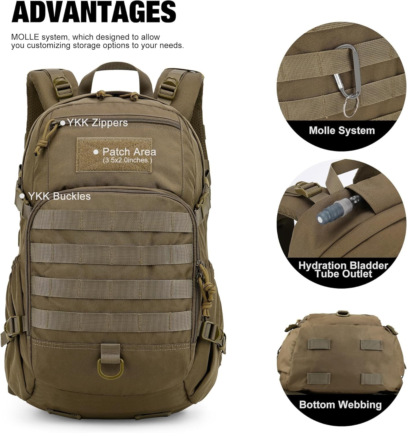 Small Tactical Backpack,Molle Hiking Backpack for Backpacking,Cycling and Biking 4