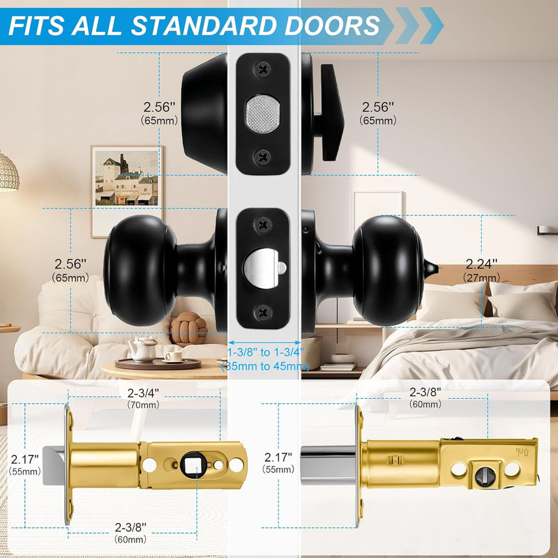 4 Pack Matte Black Door Lock Set Deadbolt And Knob Keyed Alike With Keys gallery