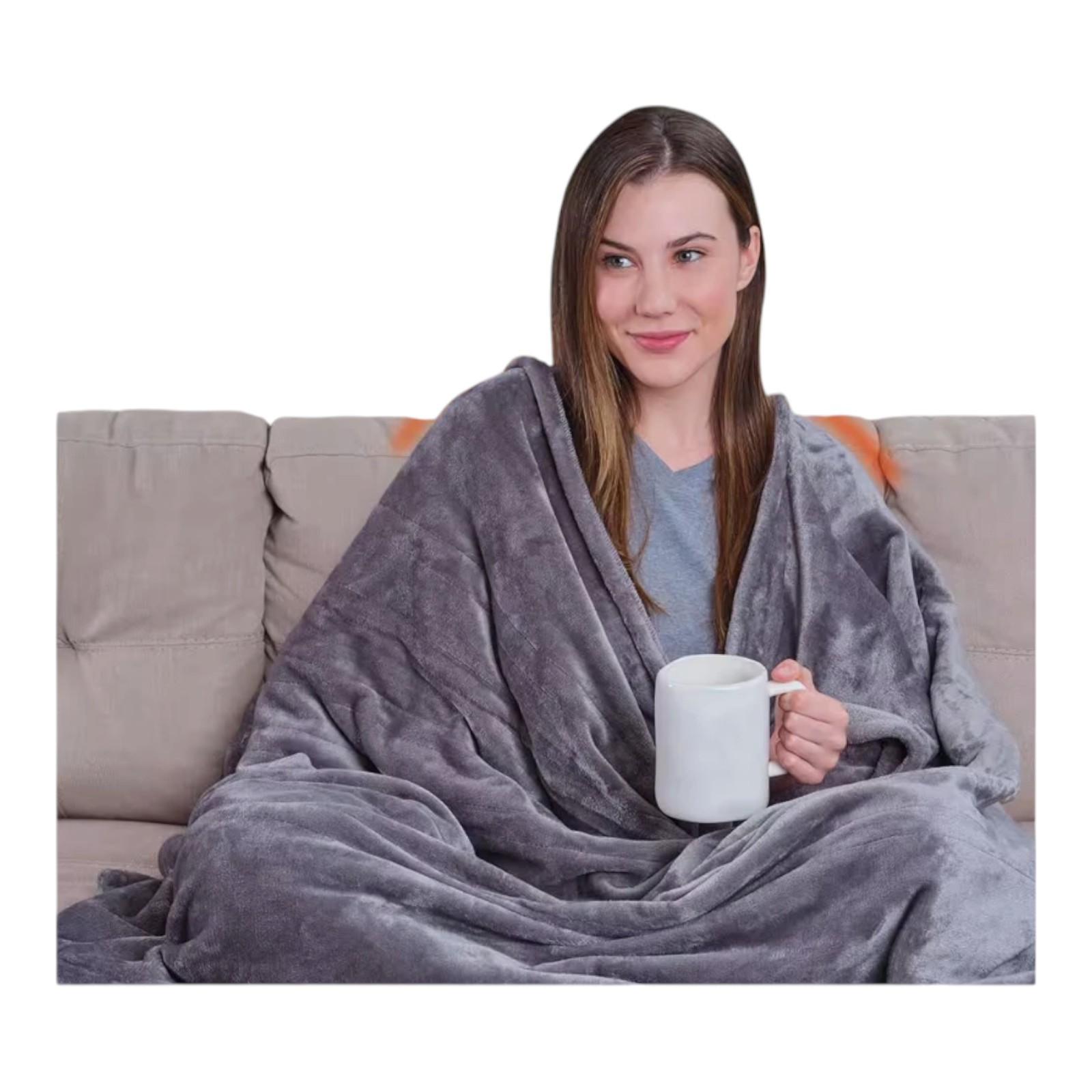Throw Grey Plush Electric Heated Blanket, 5 Heat Settings, Auto Shut-Off, 50x60 gallery
