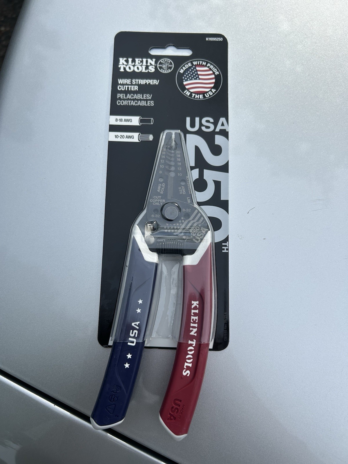 Klein USA 250th Limited Edition Wire Strippers 8-20 AWG Red White Blue gallery