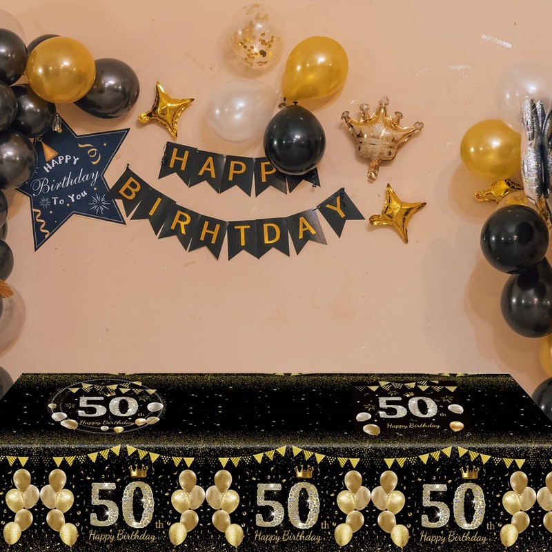 41Pcs 50th Birthday Decorations for Men Women Black Gold 50 Year Old Birthday gallery