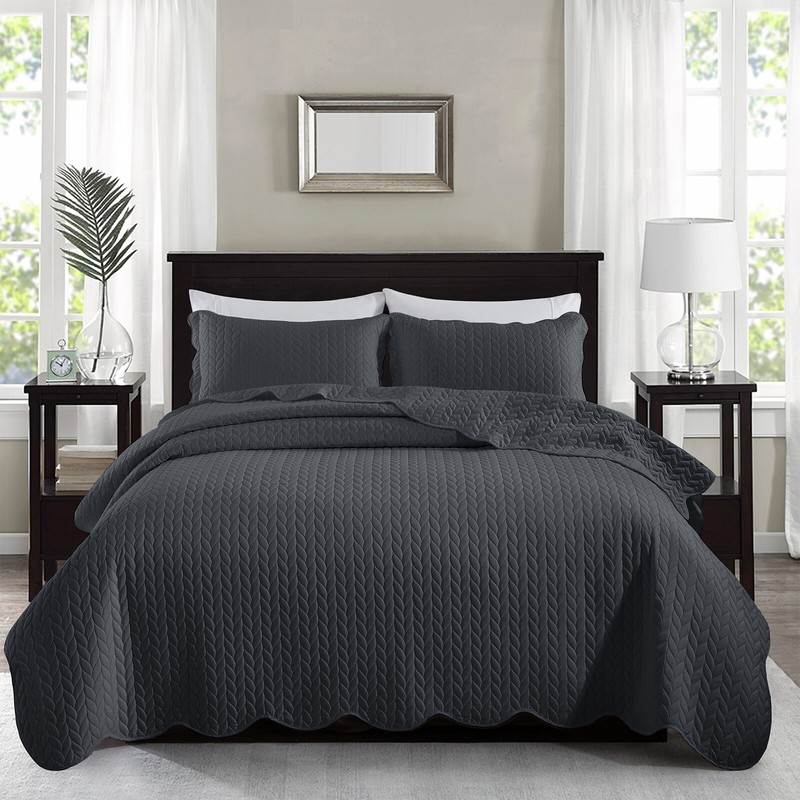 3 Piece Quilted Bedspread Set Ultra Soft King Size Embossed Coverlet Bed Throw gallery