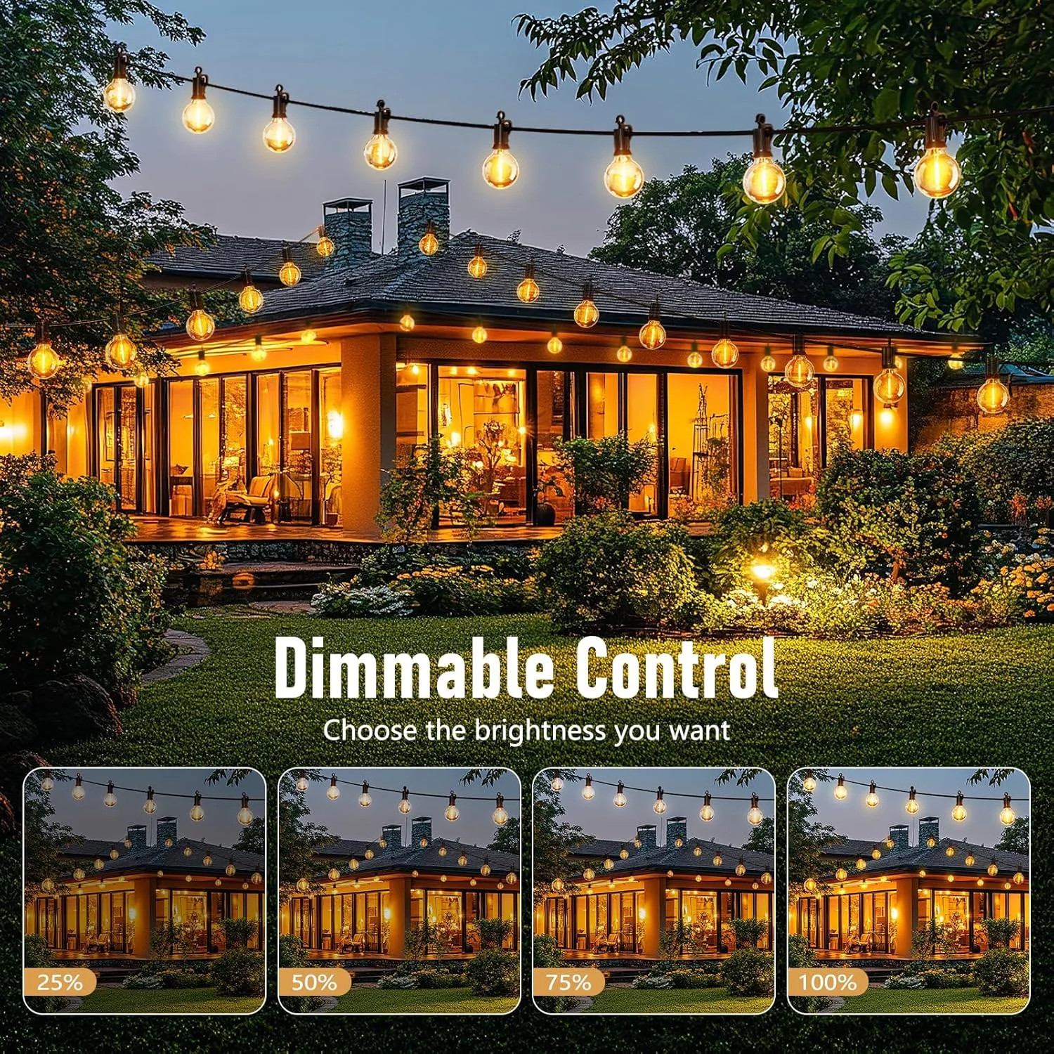 Brightown Outdoor String Lights - Waterproof Globe Patio Lights 35 Ft with 30 G4 gallery