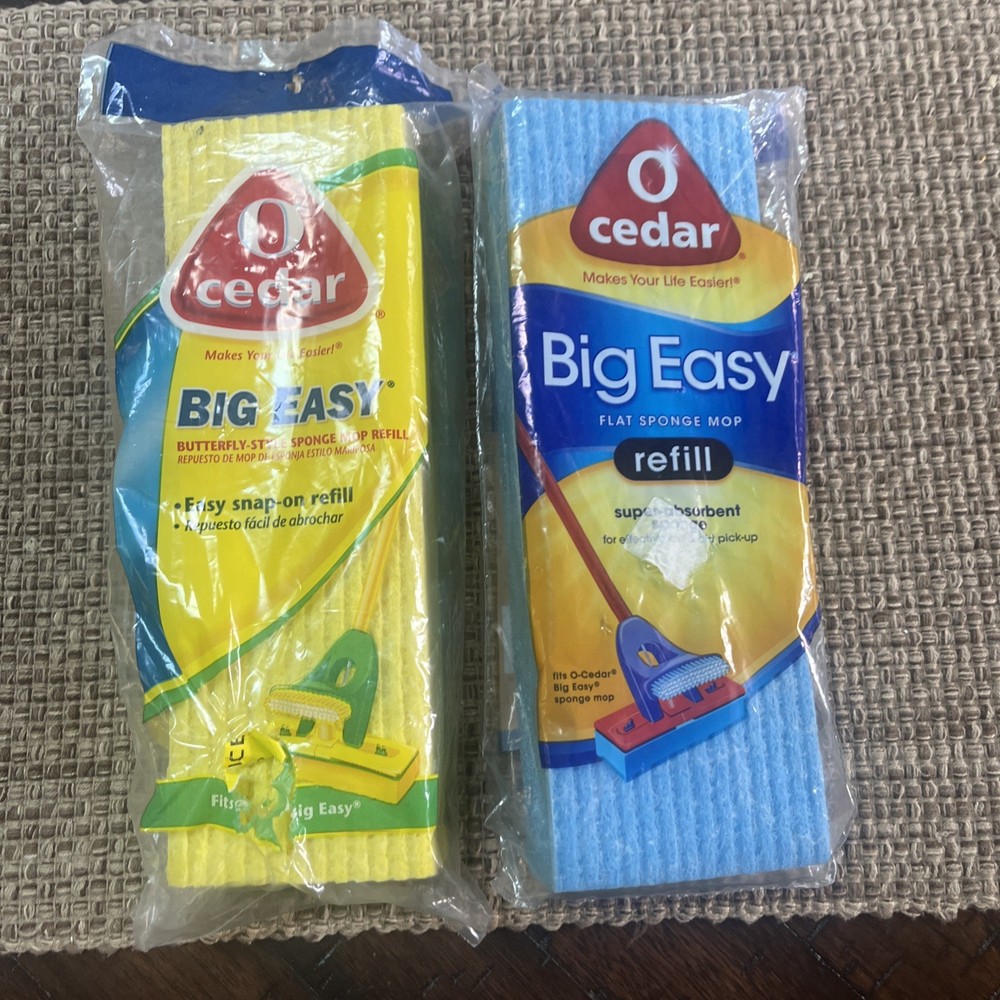 O Cedar Big Easy Flat Sponge Mop Refill Super Absorbent Sponge New - Lot of 2