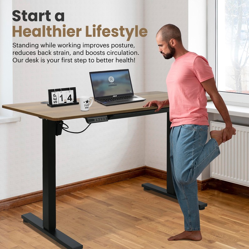 47 x 24 Inch Adjustable Height Standing Desk Computer Office Table Drawer Brown gallery