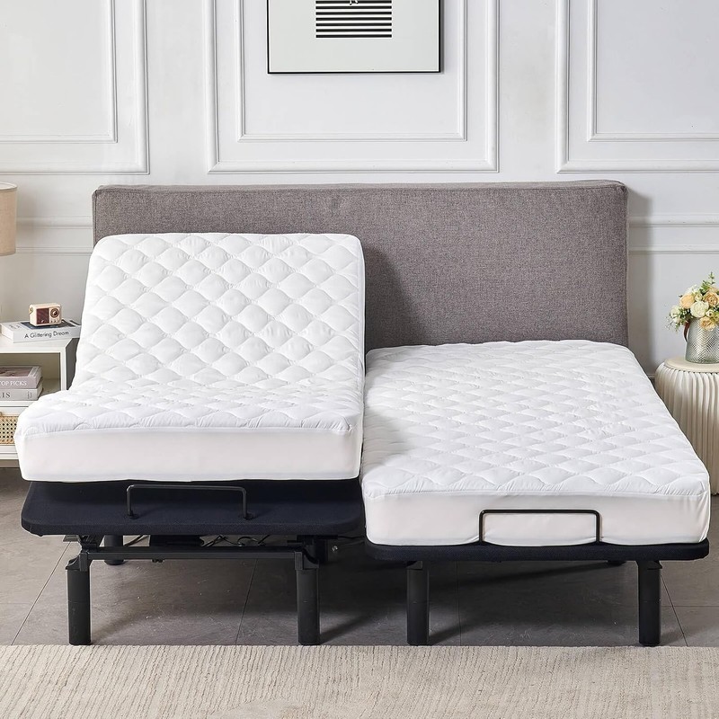 Waterproof Quilted Split King Mattress Protector Pad for Adjustable Bed Noise... gallery