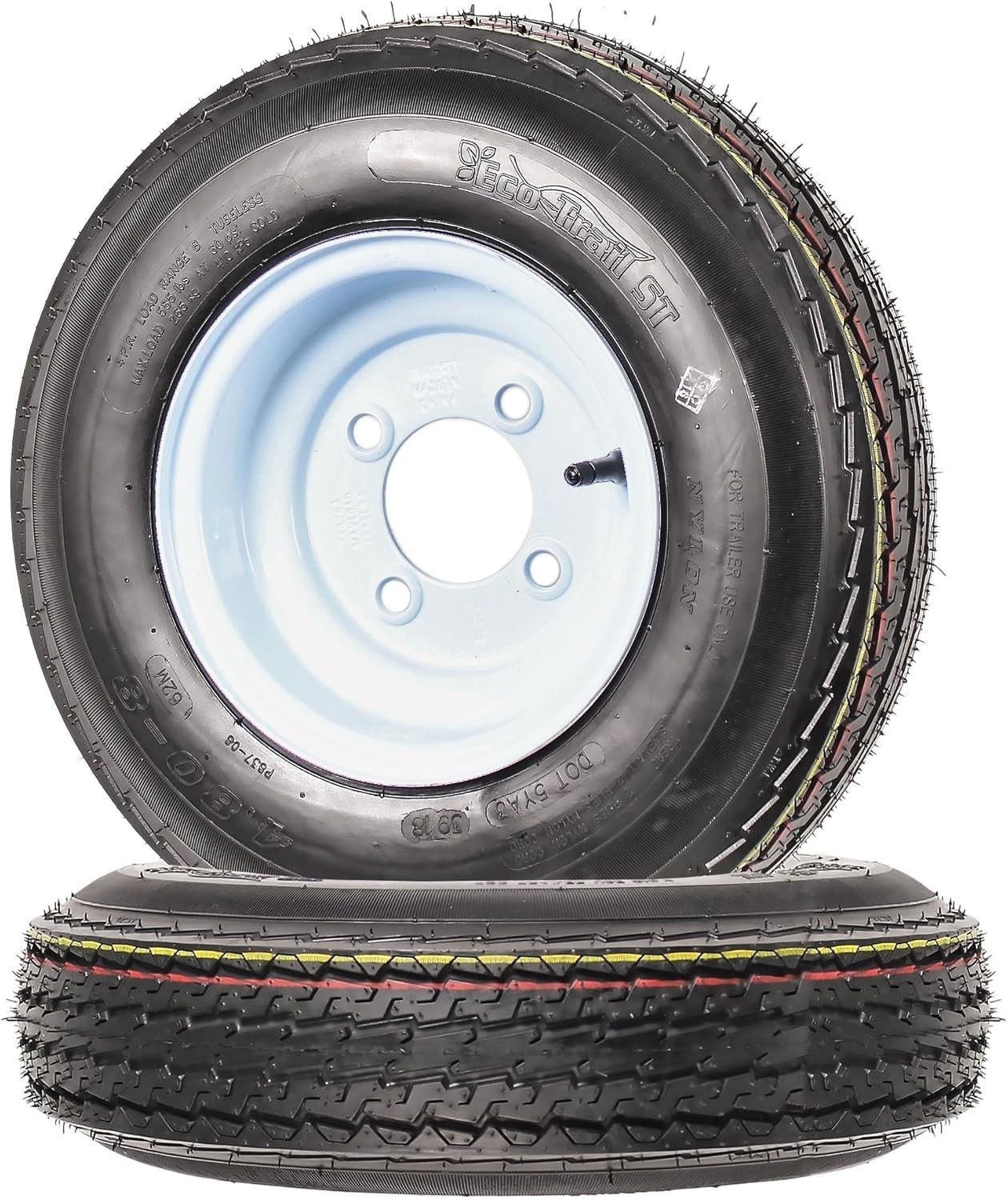 2-Pack Trailer Tires On White Wheel Rims 480-8 4.80-8 4.80 x 8 Load Range C 4 Lu gallery
