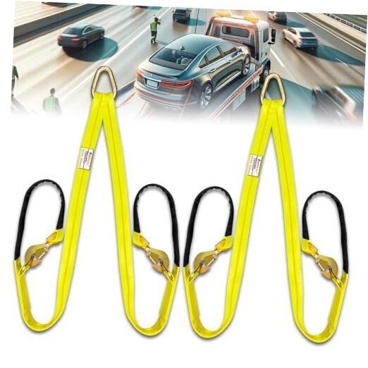 2PC V-Bridle Tow Strap 2" x 4' with Snap Hooks, Cordura Sleeve, and Axle gallery