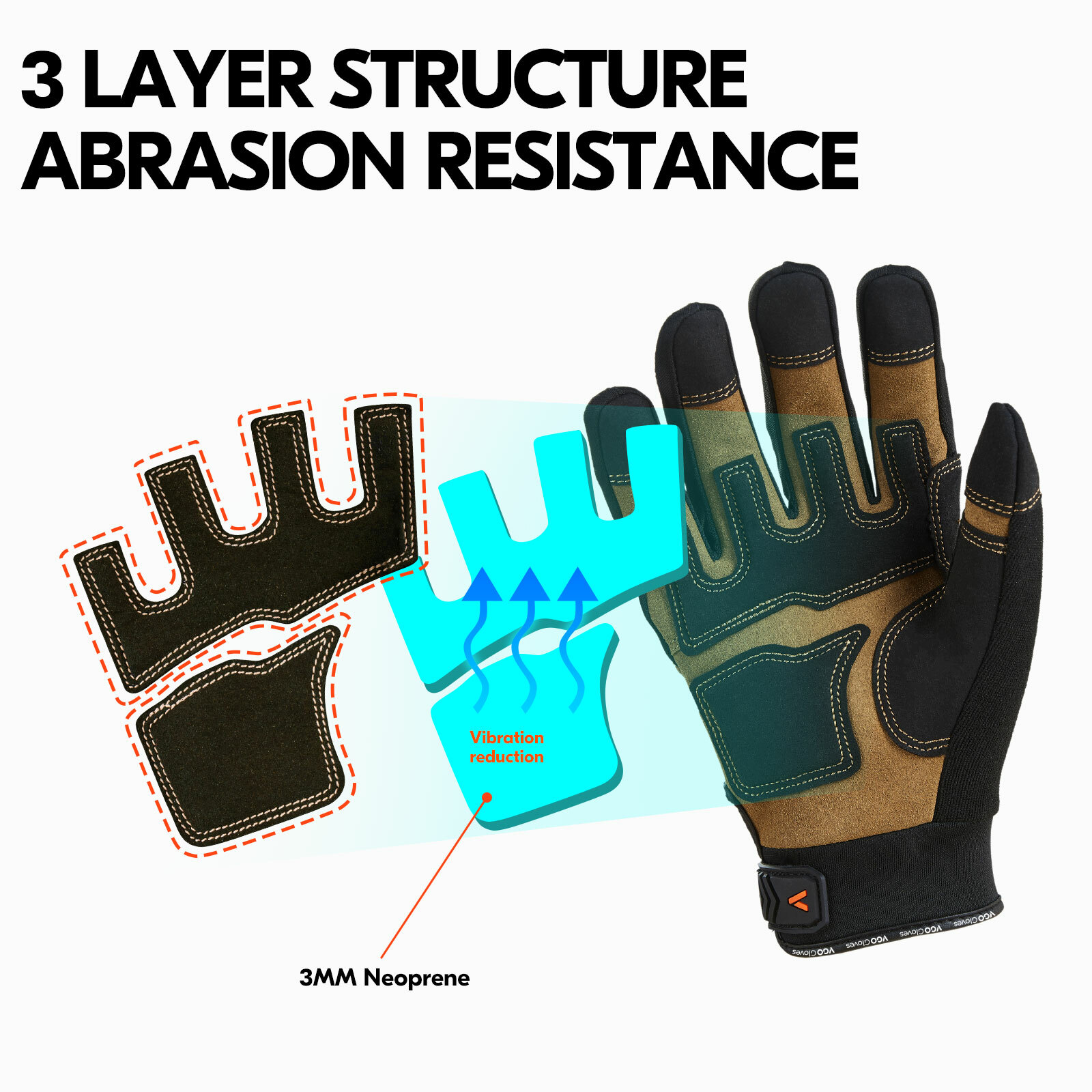 Vgo 1Pair General Safety Work Gloves,Mechanic Gloves,Stretchable(Brown, SL7716) gallery