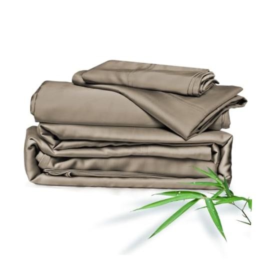 Home Sheets Bed Sheet Set, 100% Rayon derived from Bamboo, Twin Taupe gallery