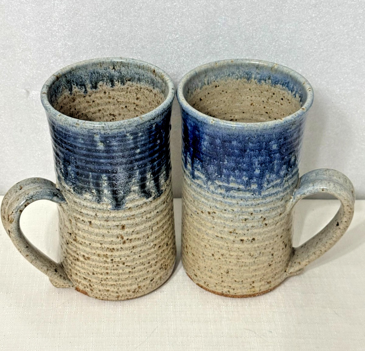 Large Studio Pottery Mug Set Blue Speckled Stoneware gallery