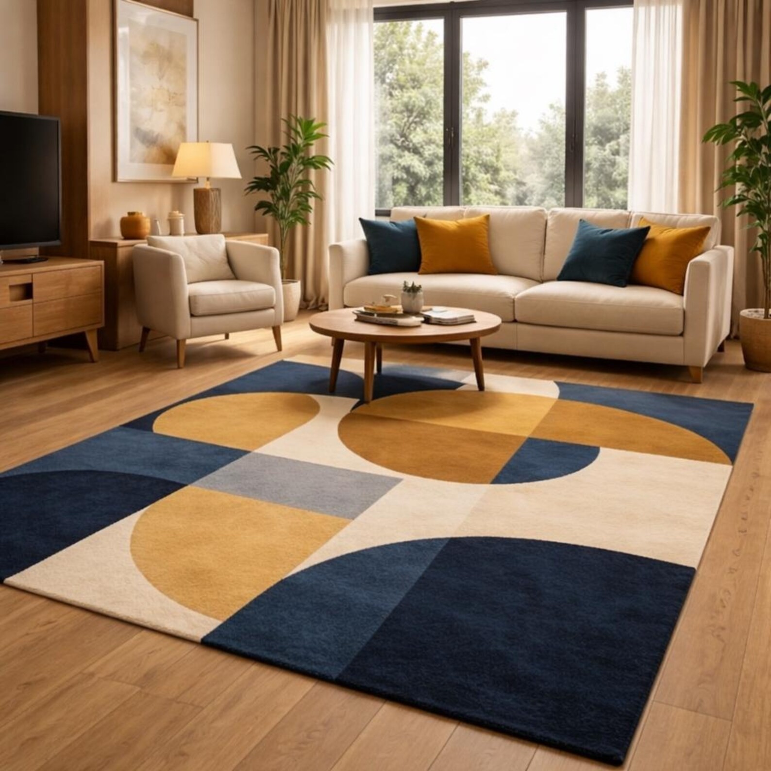 Hand Tufted New Zealand Wool Rug | Modern Geometric Abstract Design Area Rug gallery