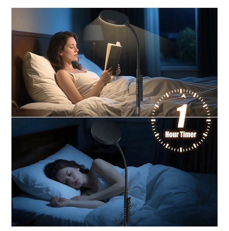Black LED Floor Lamp, Remote/Button Control, Adjustable Gooseneck, 1800 Lumen gallery
