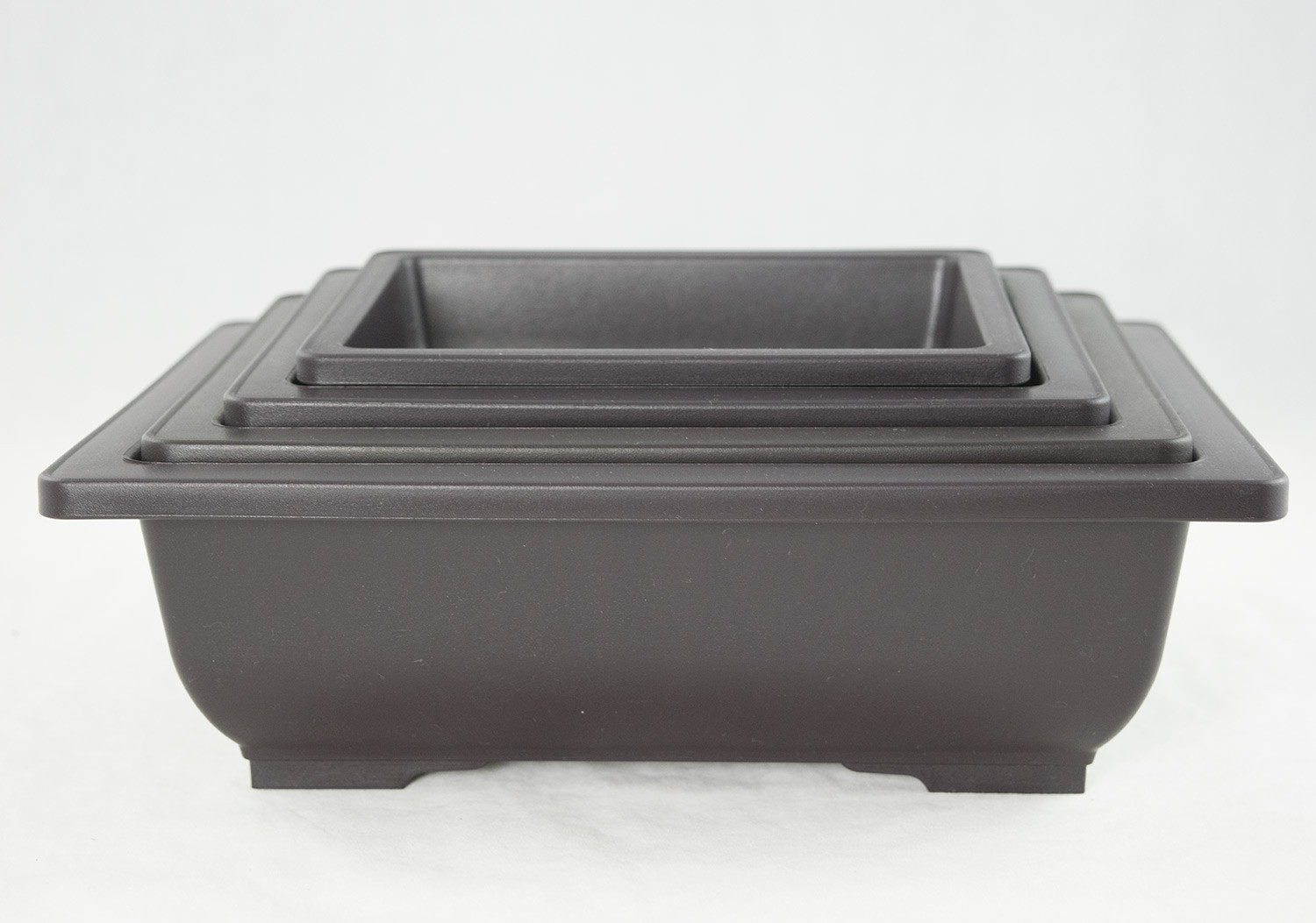 4 Mix 6.25"-10" Rectangular Plastic Bonsai, Cactus / Succulent Pot - Dark Brown gallery