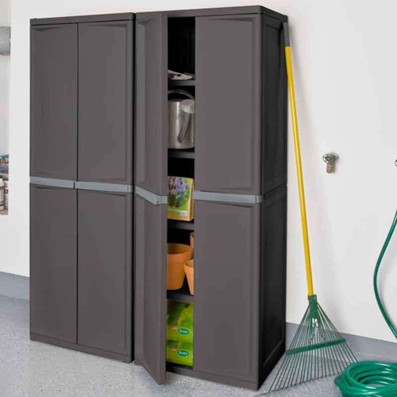 Sterilite 4 Shelf Cabinet, Lockable Utility Storage w/ Adjustable One Size gallery