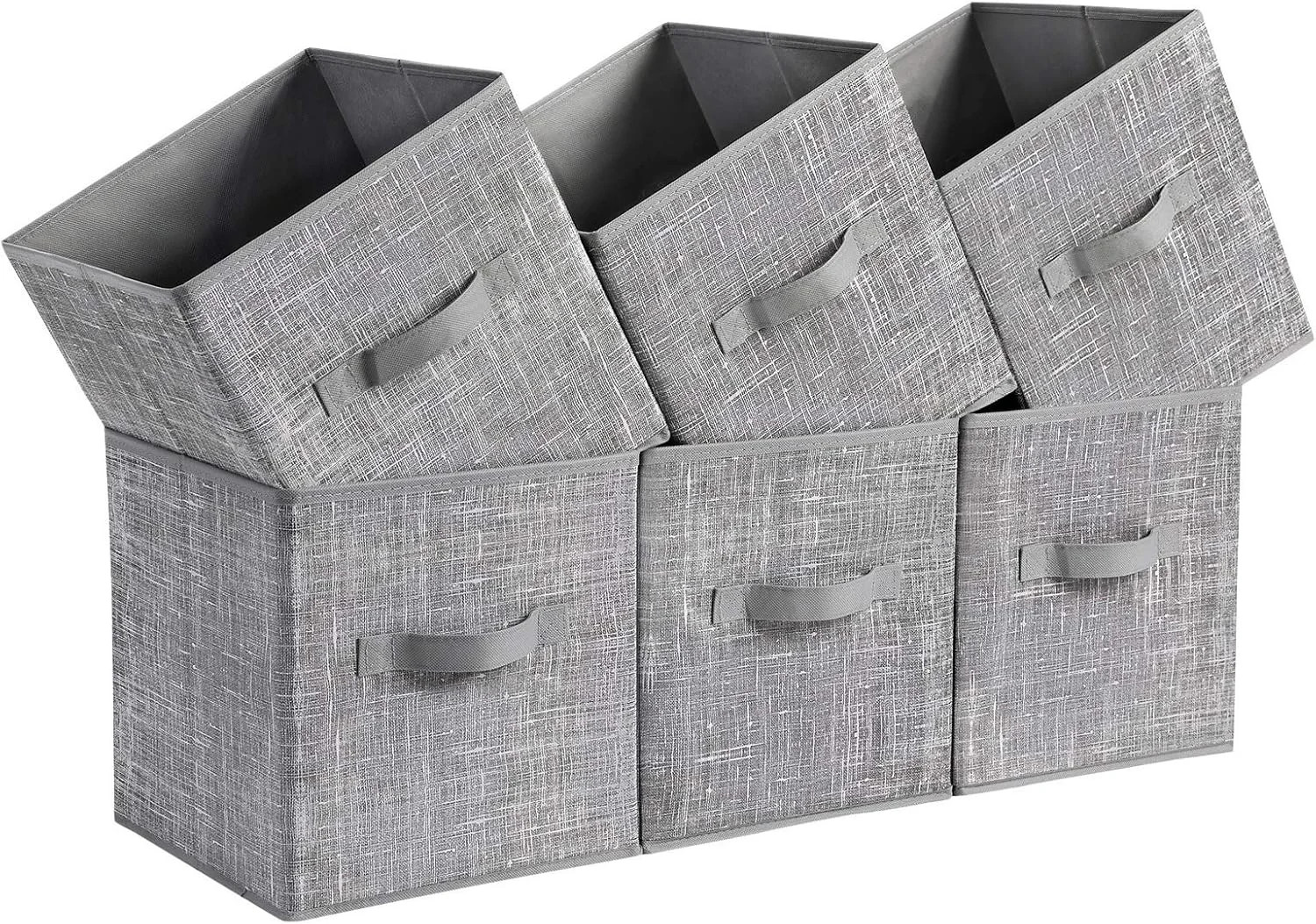 6 Pack Storage Cubes 11 Inch Fabric Bins Closet Organizers Foldable Basket Gray gallery