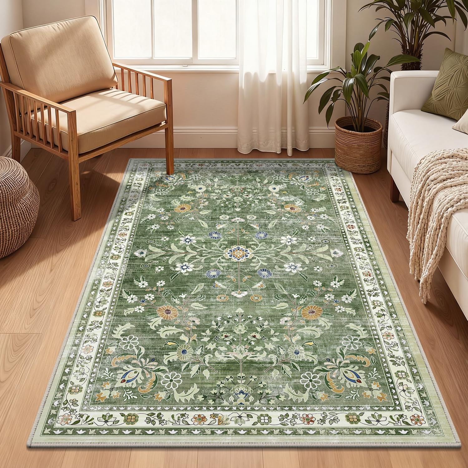 Yamaziot Washable Area Rug 3x5 – Small Non Slip Boho Area Rug for Bedroom, Low P gallery
