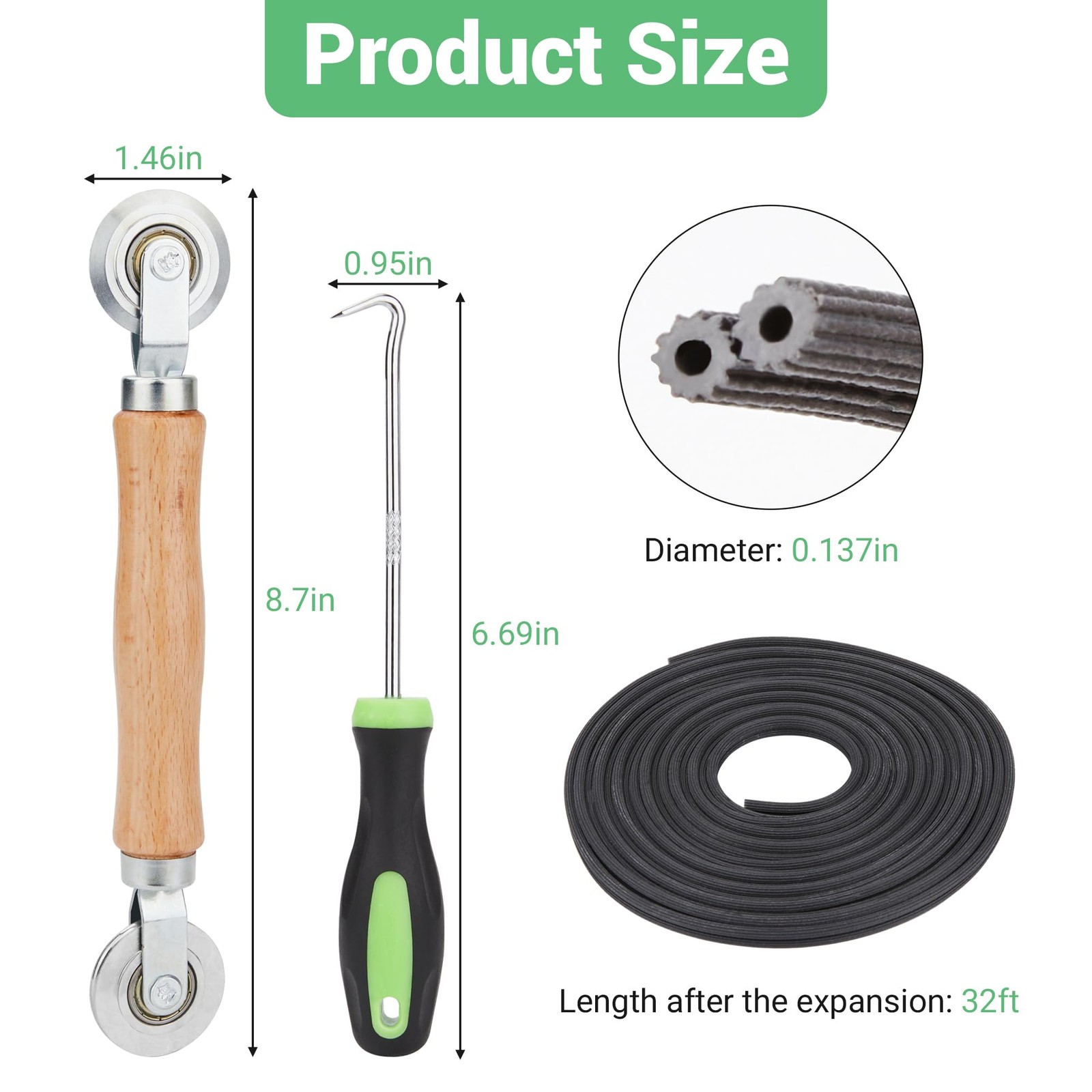 Screen Repair Kit, 32 ft Screen Retainer Spline, Spline Steel Roller, Removal... gallery