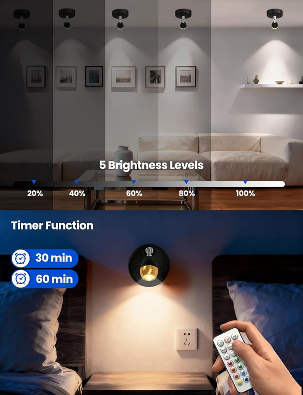 Spot Lights Indoor with Remote: Battery Operated Uplighting, Led Wireless Upligh gallery