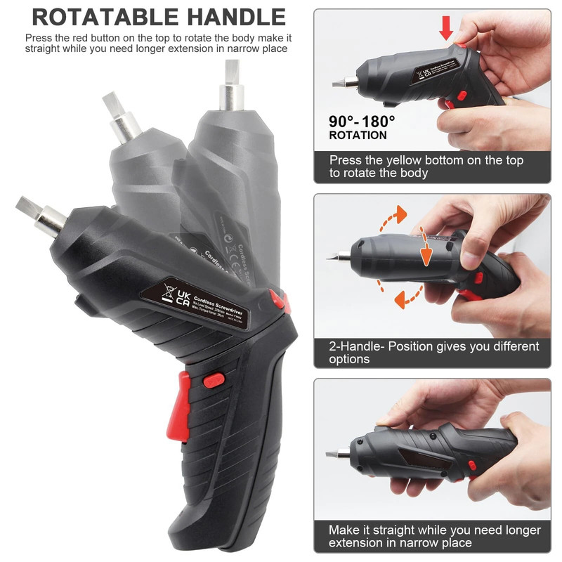 3.6V Cordless Electric Screwdriver Set USB Charging 3Nm Screw Gun With LED Light gallery