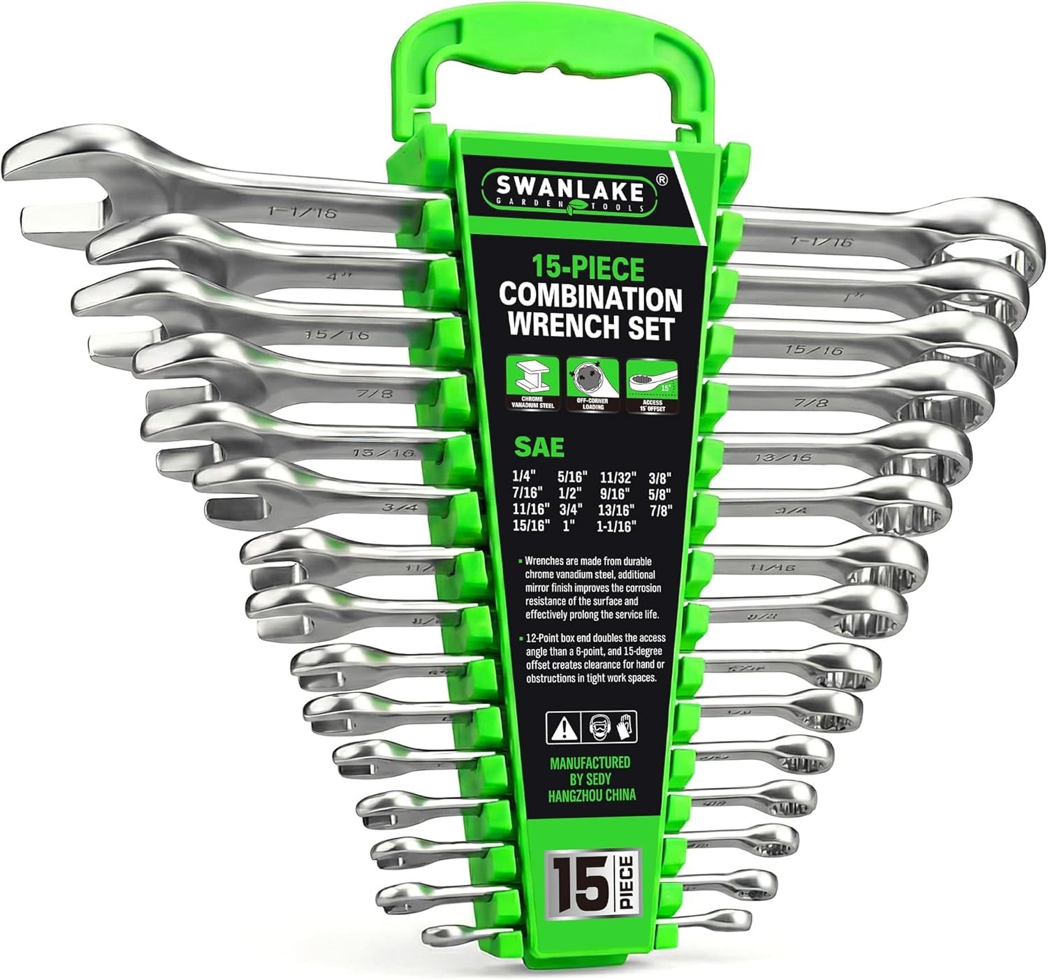 Max Torque 15-Piece Premium Combination Wrench Set, Chrome Vanadium Steel, Long gallery