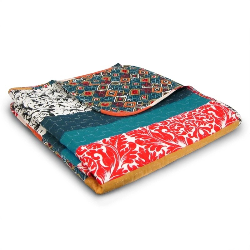 Boho Stripe Reversible Throw Blanket Soft Cotton Floral Geometric Cozy 60 x 50 gallery