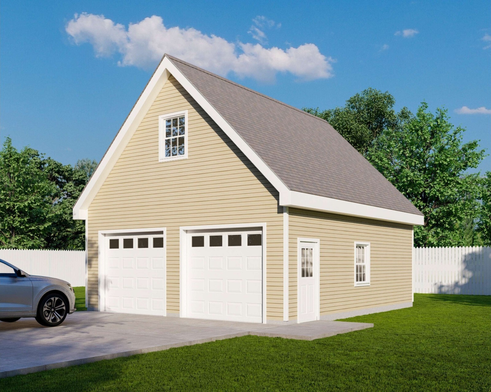 24' x 28' Two Car Garage, Detached Garage, 672 Sq Ft, 9 ft Walls, Attic Room gallery