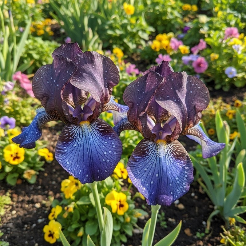50 Rare Black Galaxy Iris Seeds – Blue Star-Pattered Bearded Iris gallery