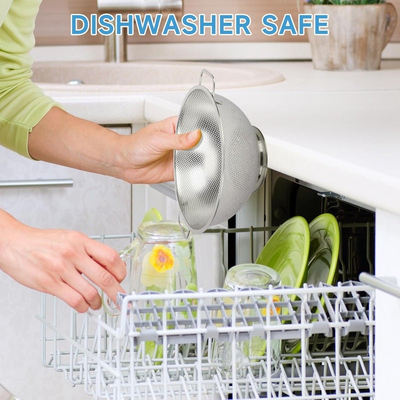 Kitchen strainer, 5 liters, stainless steel strainer with handle gallery