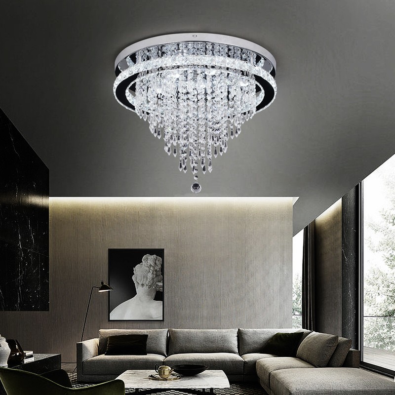 Modern LED Ceiling Light Dimmable Crystal Chandelier Bedroom Living Room Remote gallery