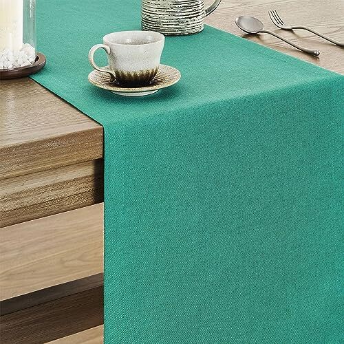 Basic Linen Style Table Runner, 14 x 48 Inch Rustic 14x48 Inch Teal Chambray gallery