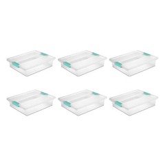 Sterilite 5.7 Qt. Large Plastic Stackable Storage Bin w/Clear Latch Lid (6 Pack)