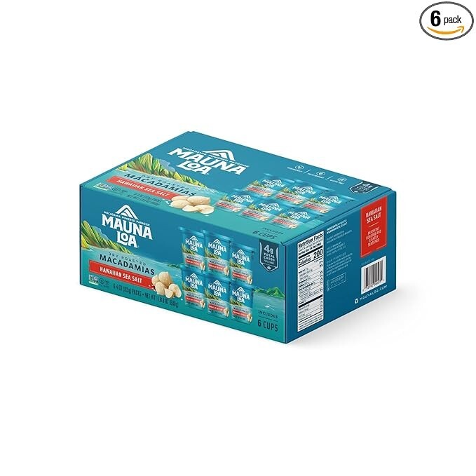 Mauna Loa Premium Roasted Macadamia Nuts, Hawaiian Sea Salt Flavor, 4 Oz Cup (6) gallery