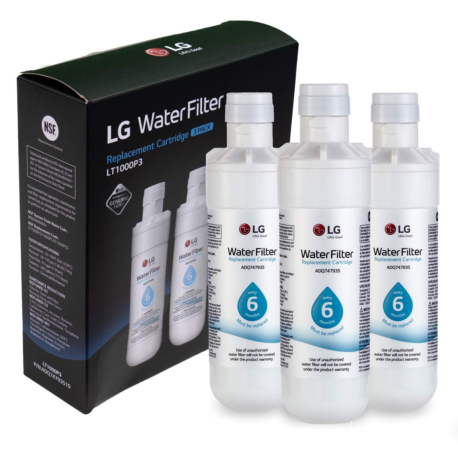 Filter Water 200 Gallon 6 Month LG LT1000P3 Refrigerator Count gallery