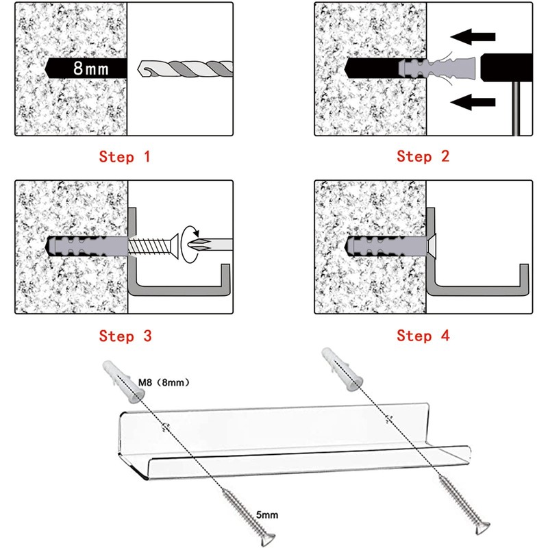 2 Pack Clear Acrylic Floating Shelves 15 Inch Wall Mounted Book Display gallery
